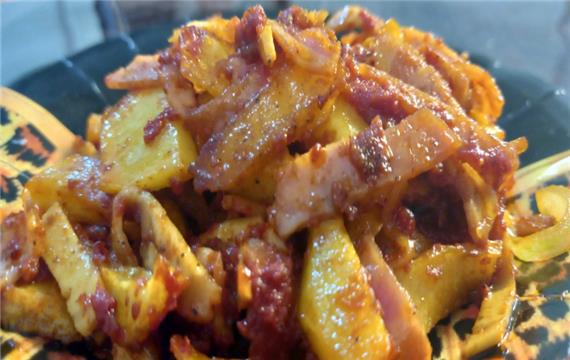 طرز تهیه خوراک بندری با ژامبون