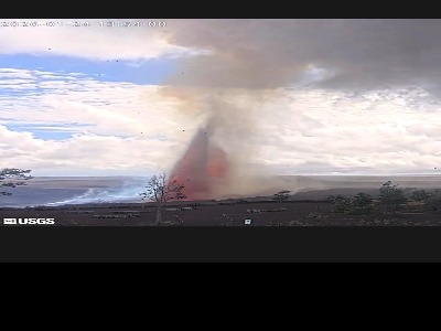 احظه فوران آتشفشان کیلاویا