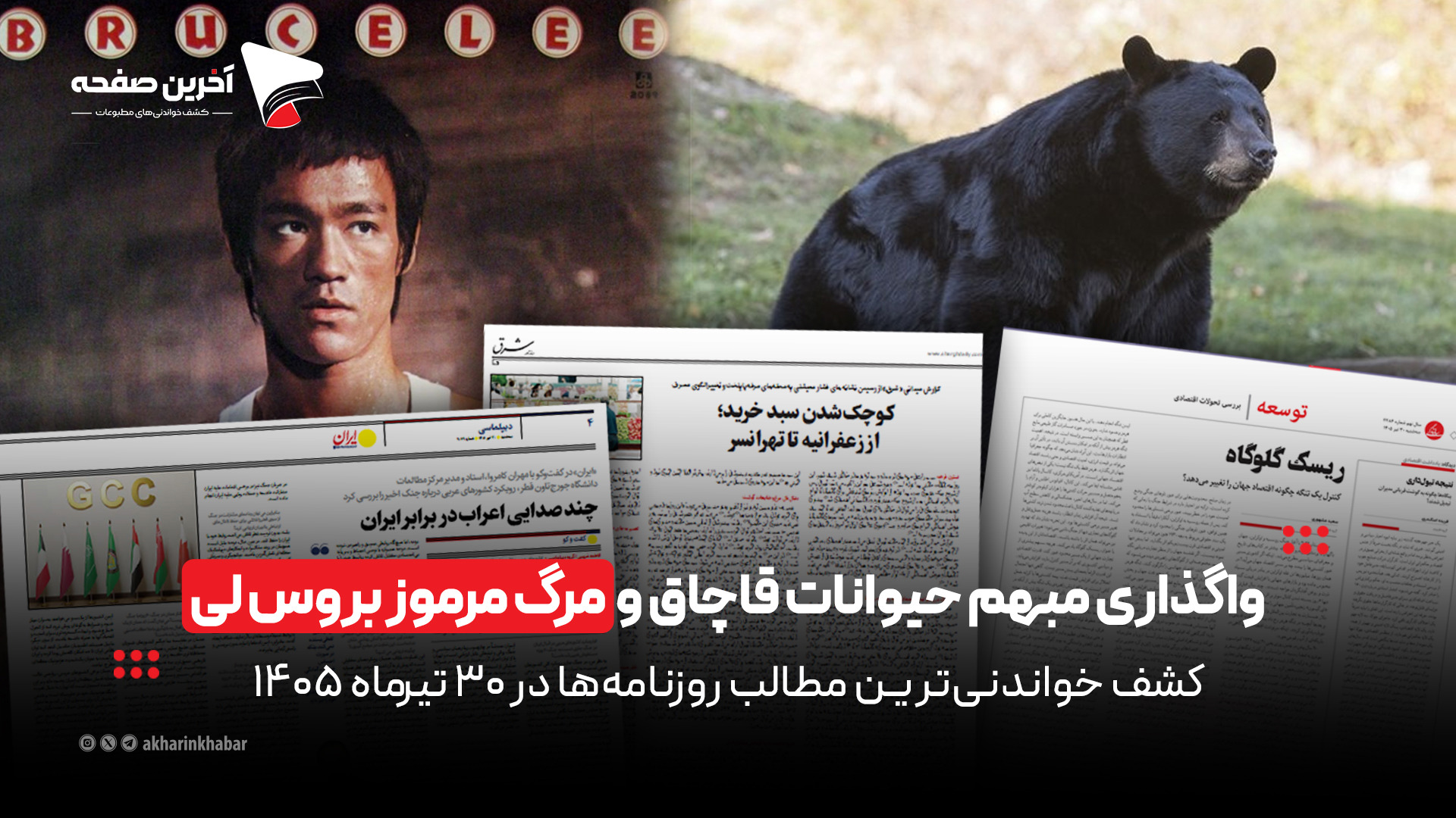 واگذاری مبهم حیوانات قاچاق و مرگ مرموز بروس لی در روزنامه‌های ۳۰ تیر