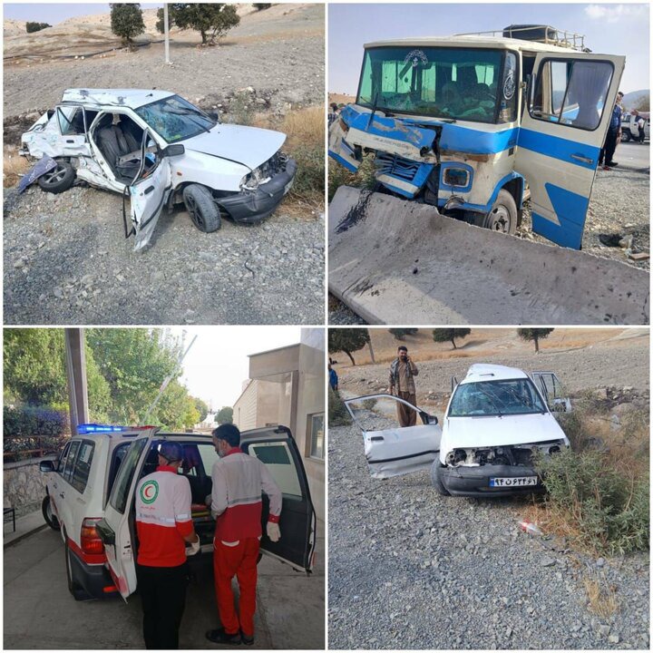 ۱۳ کشته و مصدوم بر اثر تصادف پراید و مینی‌بوس